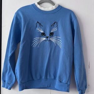 Blue Cat Face Sweatshirt
